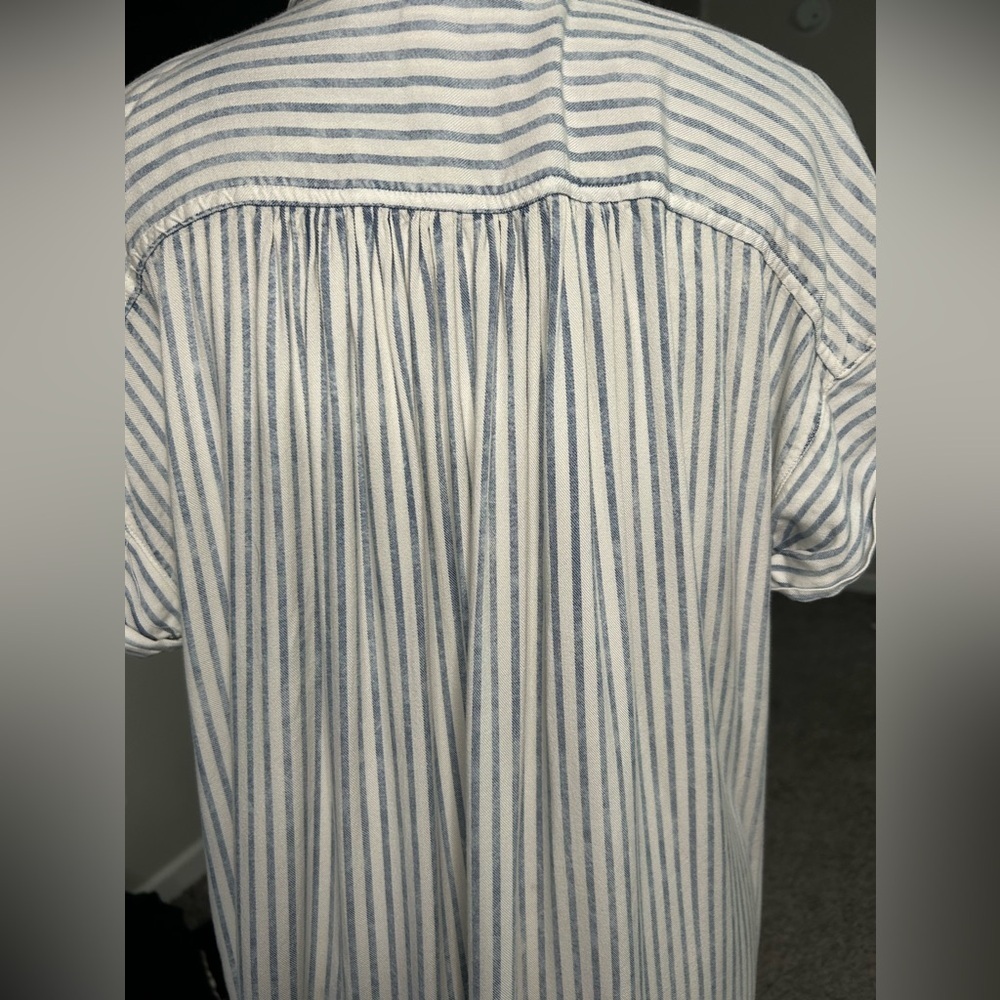 5/$25 Thread & Supply 100% rayon button up faded striped dress size large - Picture 6 of 12